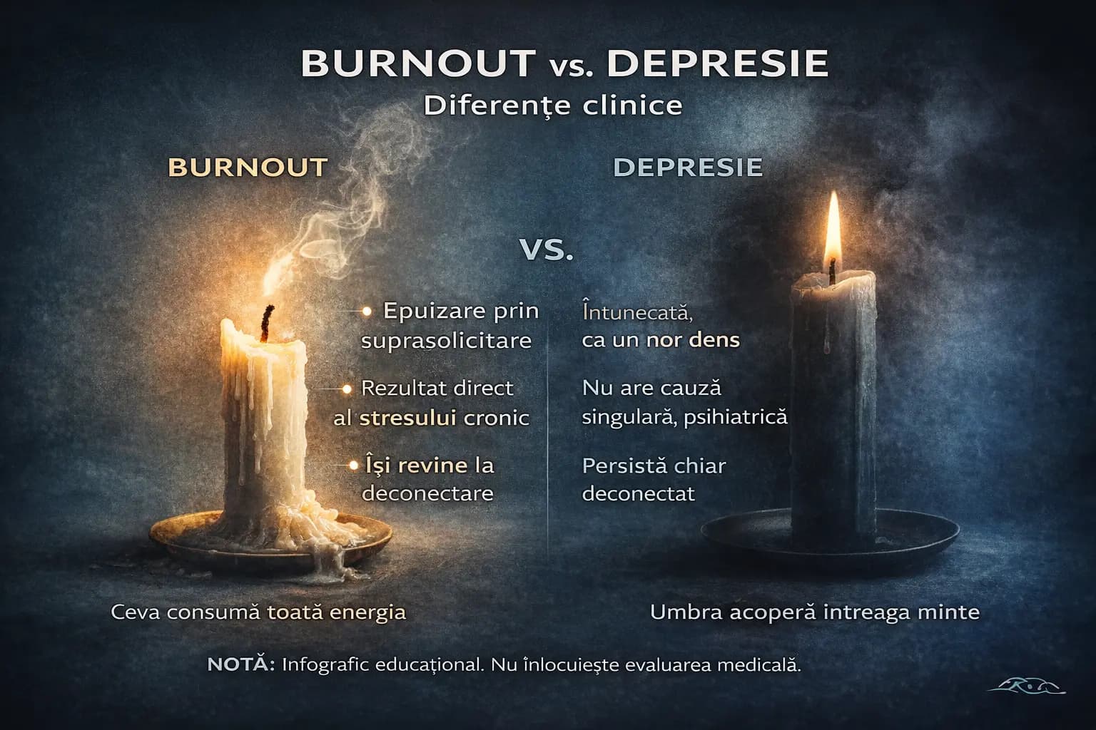 Burnout vs depresie: cum le distingi clinic și de ce contează diferența