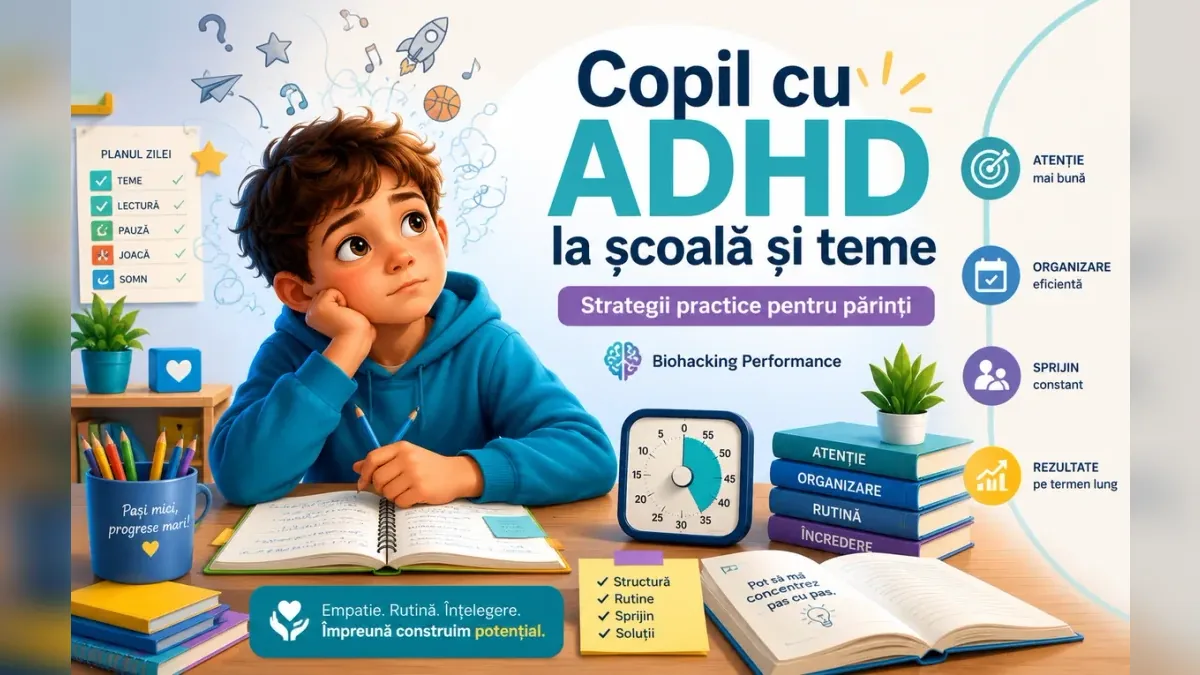 Copil cu ADHD la școală și teme