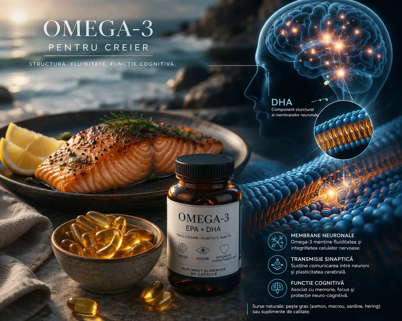 Omega-3 pentru creier: DHA, EPA și funcția cognitivă