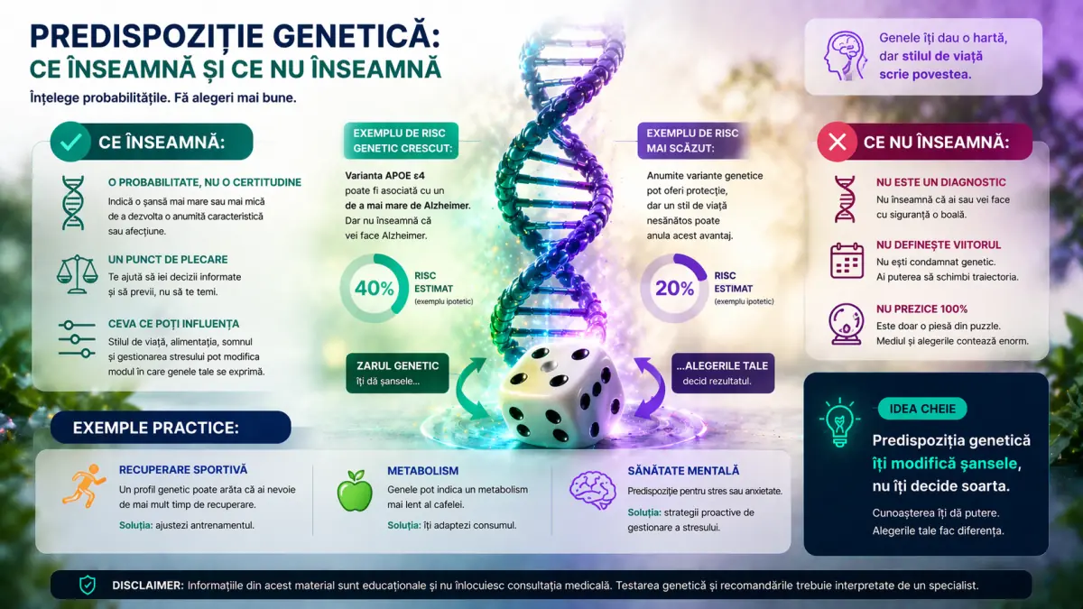 Predispoziție genetică: ce înseamnă, ce NU înseamnă și cum o interpretezi corect