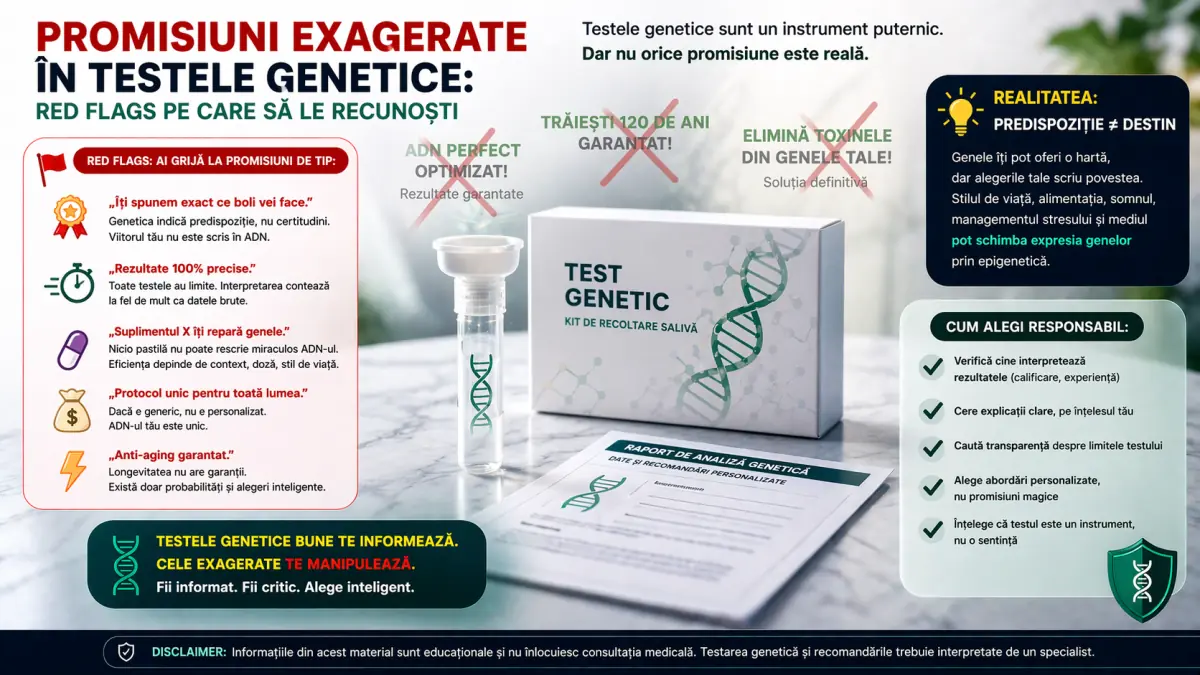 Promisiuni exagerate în testele genetice: red flags pe care trebuie să le recunoști