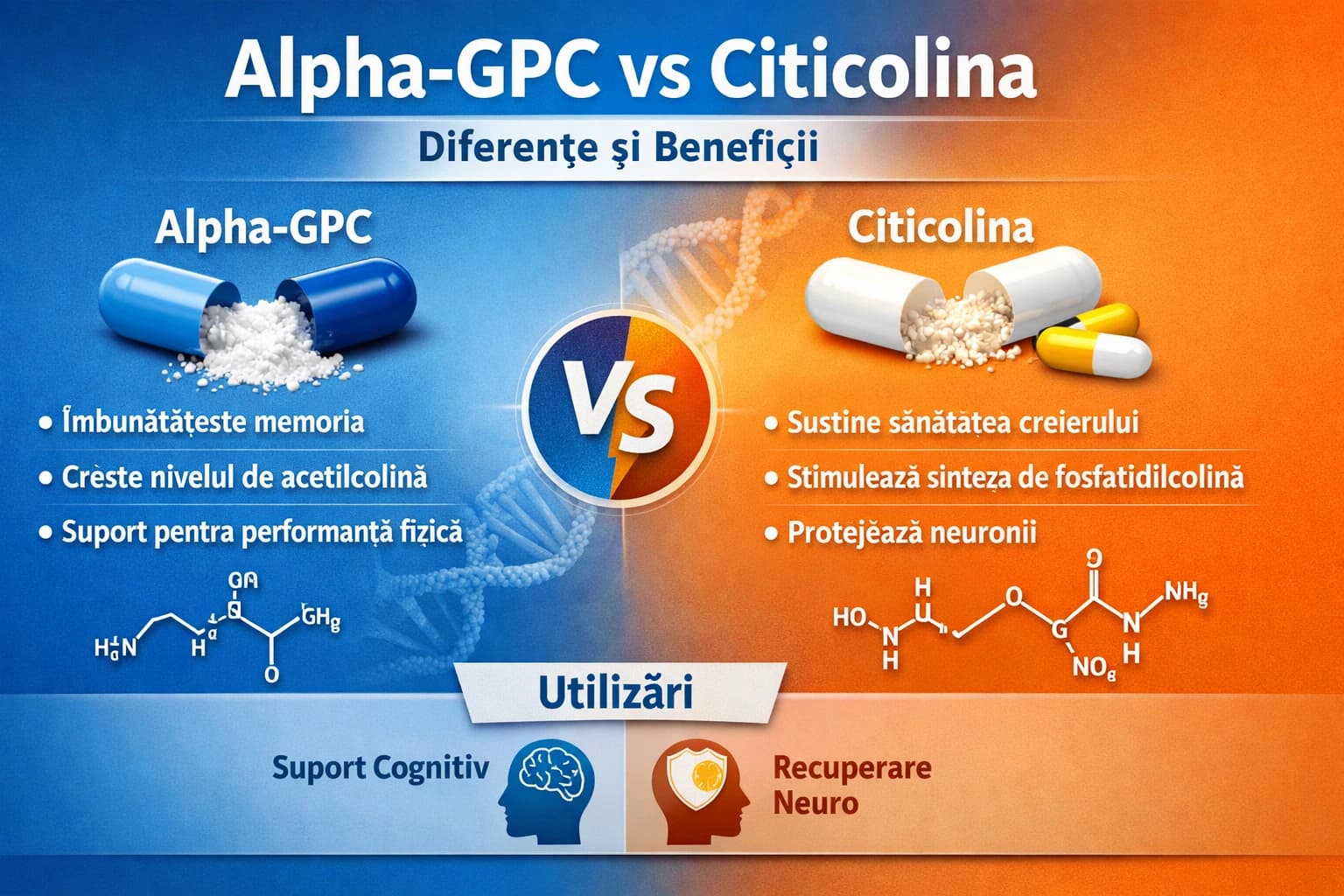 Alpha-GPC și citicolina: care e diferența și când sunt discutate mai des