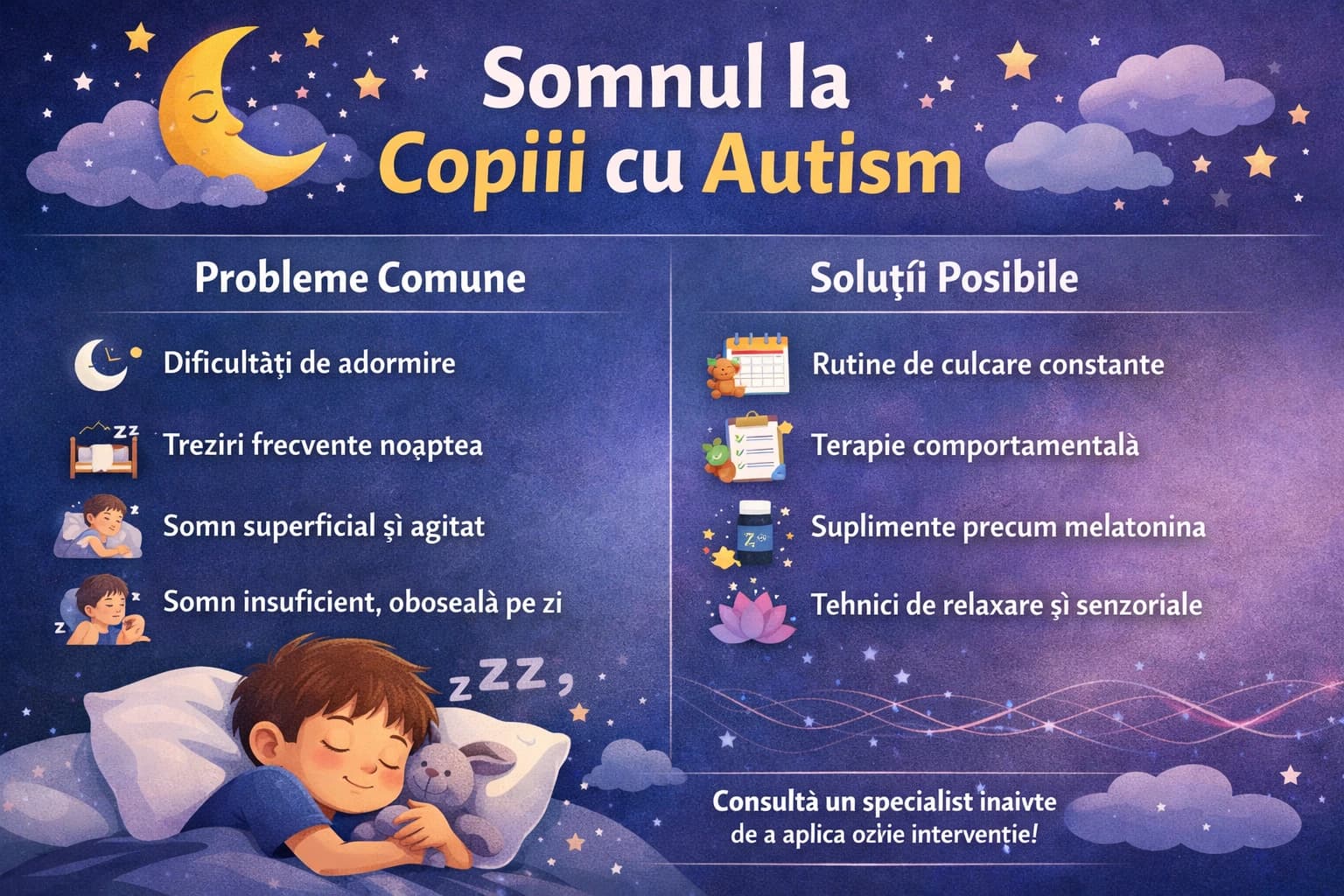 Somnul la copiii cu autism: de ce este atât de important și ce poți face